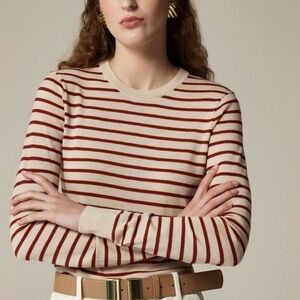J.crew Caroyln Fitted Crewneck Striped Sweater Merino Wool NEW